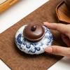 Blau-Weißes Porzellan Tablett Runde Donut Deckel Unterlage Teetassen Tablett Palette Chinesischer Retro Stil Heimdeko Zubehör