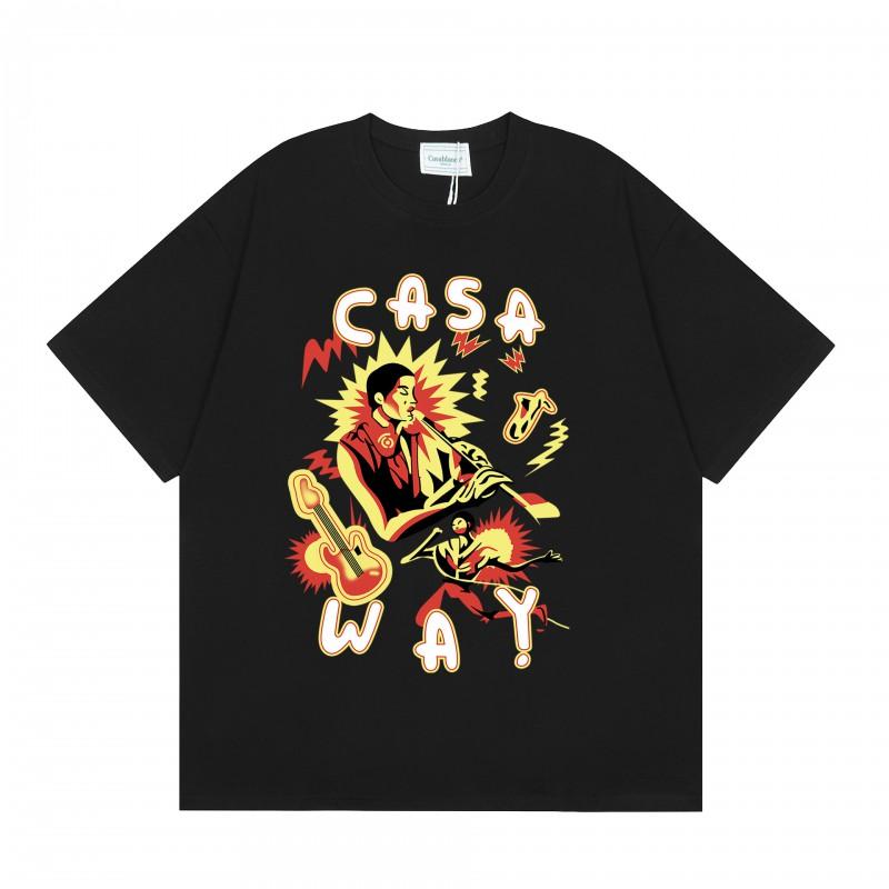 Casablanca Streetwear T-Shirt Men Women Loose Fit Short Sleeve Casual Tee High Street Style