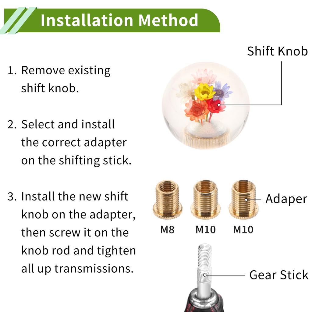 HOPESPANNER Round Ball Shift Knob, Universal Gear Shift Knob, Acrylic Stick Shift Lever Knob,