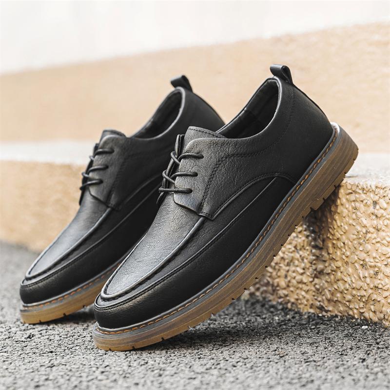 

Весна и осень Мужская мода Блок Деловые деловые кожаные туфли Брендовые мужские классические черные кружевные удобные повседневные кожаные туфли 38