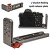 Univerzální držák fotoaparátu L, skládací montážní deska ve tvaru L, vertikální horizontální přepínání, držák ve tvaru L pro Canon, Nikon, Sony, Fuji