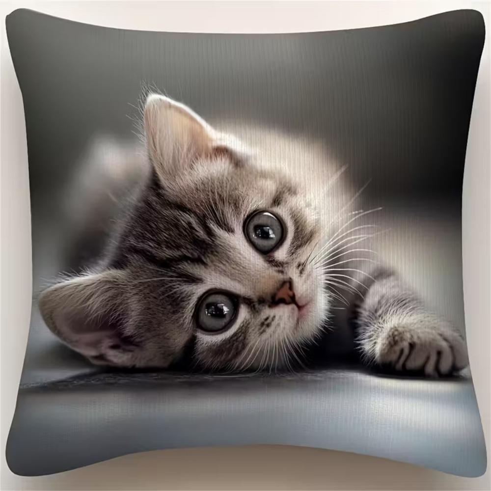 Sofa Pillow Pillowcase Skin-friendly Short Plush Cute Animal Cat Pillow Cover Living Room Cushion Cover Without Core