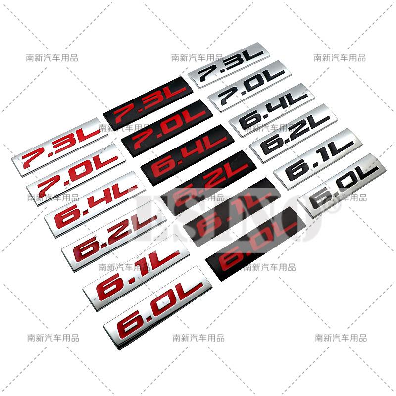 Car Styling 3D Metal Chrome Zinc Alloy Adhensive Emblem 6.0L 6.1L 6.2L 6.4L 7.0L 7.3L Body Trunk Fender Badge Accessory