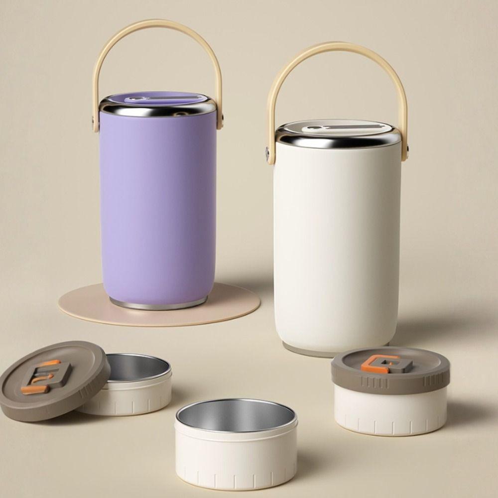 Large Capacity Insulated Food Bucket Multi-layer Thermal Lunch Box Vacuum Insulated Food Jar  Soup