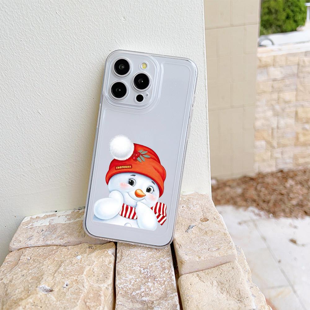 

N98 С Новым годом, Рождеством, высококачественные прозрачные чехлы для телефонов iPhone 16, 15 Pro Max, Samsung S23, A15, A35, Xiaomi, Redmi, мягкая противоударная задняя крышка Redmi K40S