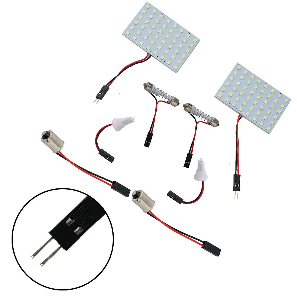 2Set 12V Car 1210 48-LED Panel Light 7000K White Dome Map Interior Bulb Lamp