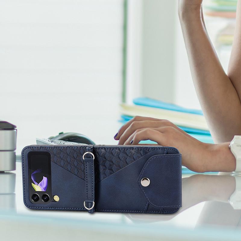 Módní dámská crossbody kabelka pro Samsung Galaxy Z Flip 3 4 5g Card Bag Kryt na telefon pro Galaxy Z Flip3 Flip4 kožené pouzdro