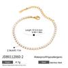 J&D 18K Gold Plate Stainless Steel Bracelet Classic Cross Acrylic Pearl White Cubic Zircon Bracelet