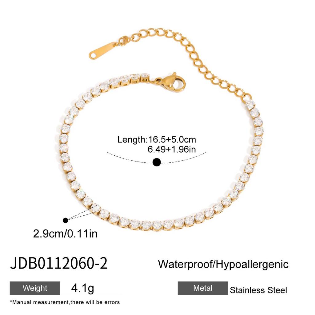 J&D 18K Gold Plate Stainless Steel Bracelet Classic Cross Acrylic Pearl White Cubic Zircon Bracelet
