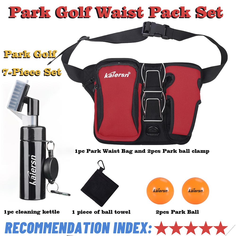 Kaiers Park Golf Waist Bag Lightweight Sports Waist Bag with Double Ball Clip Park Ball Comes with Cleaning Towels Water Bottle