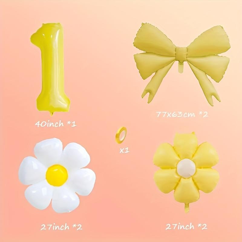 8pcs Daisy Flowers Yellow 1-9 Number Foil Balloons Boy and Girl Favorat Balloon Birthday Party Decoration Baby Shower Gifts