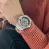 Orologio da Donna Ruota Rotazione 360° Stella a Cinque Punte Vuoto Pieno di Strass Orologi Femminili