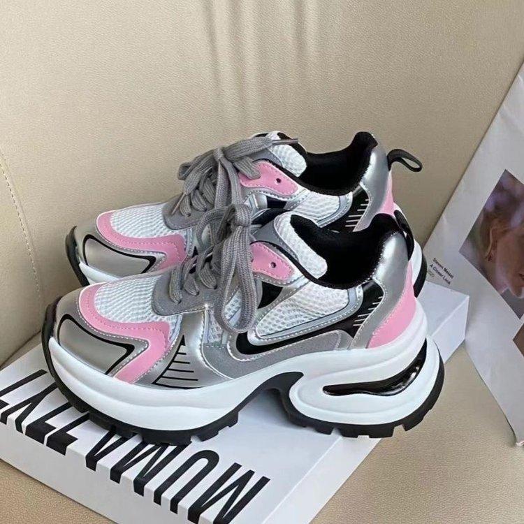 

Silver platform Korean dad shoes women s 2025 spring and summer new retro breathable mesh Zhao Ruth same women s shoes 40 розовый цвет-серебро