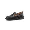 Krazing Pot Sheepskin Round Toe Med Heels Spring Shoes Brogues Metal Buckle Fasteners Weaving Decoration Women Summer Shoes