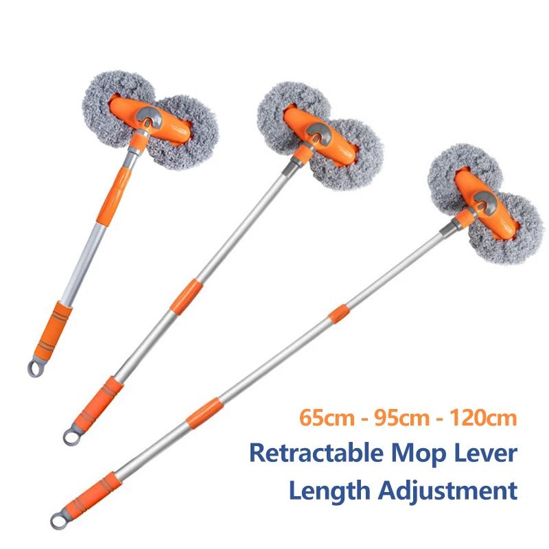 Car Wash Mop Rotating Double Brush Head Three-Section Telescopic Mop Telescopic MopWindow Cleaning Maintenance Car Accessories