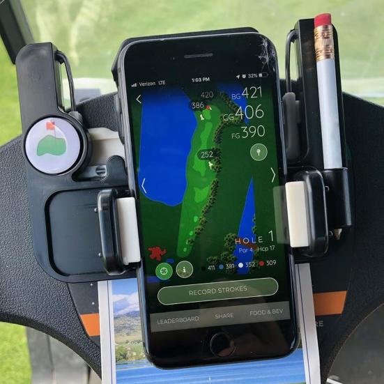 1/2 Stück Golf Cart Lenkrad Handyhalter mit Stiftschlitz und Ballmarker-Aufbewahrung Universal