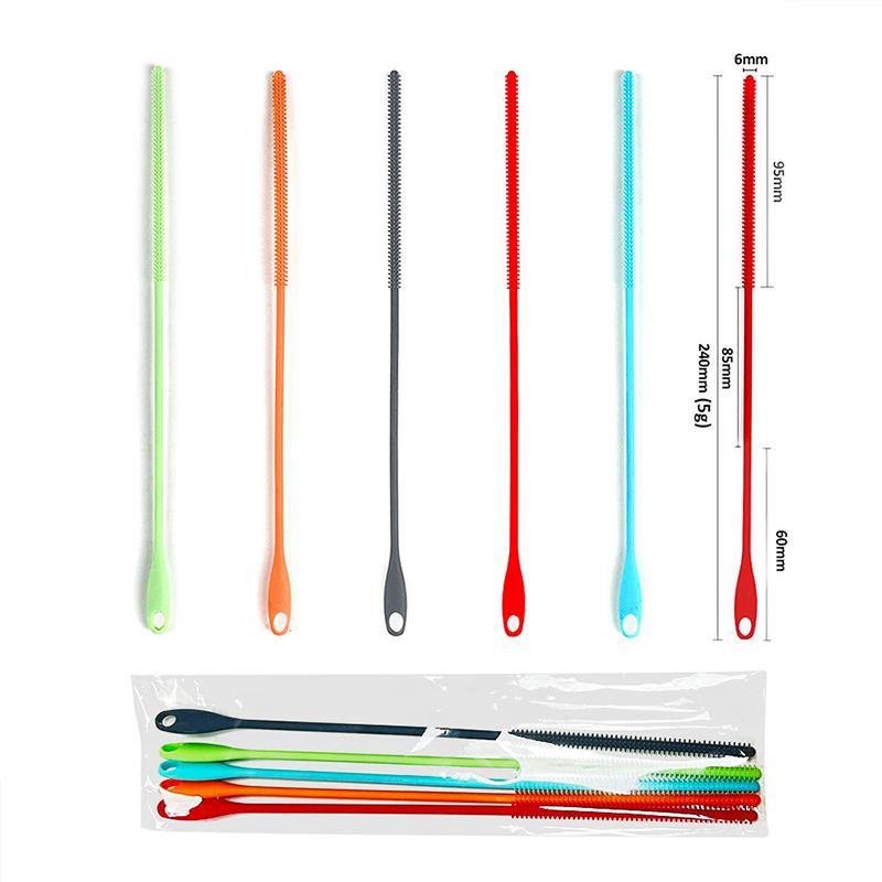 Hole Gap Cleaning Brush Straw Cleaning Brush Silicone Pacifier Nipple Cup Cover Brush Soft Head Handheld Drinking Straw Cleaner