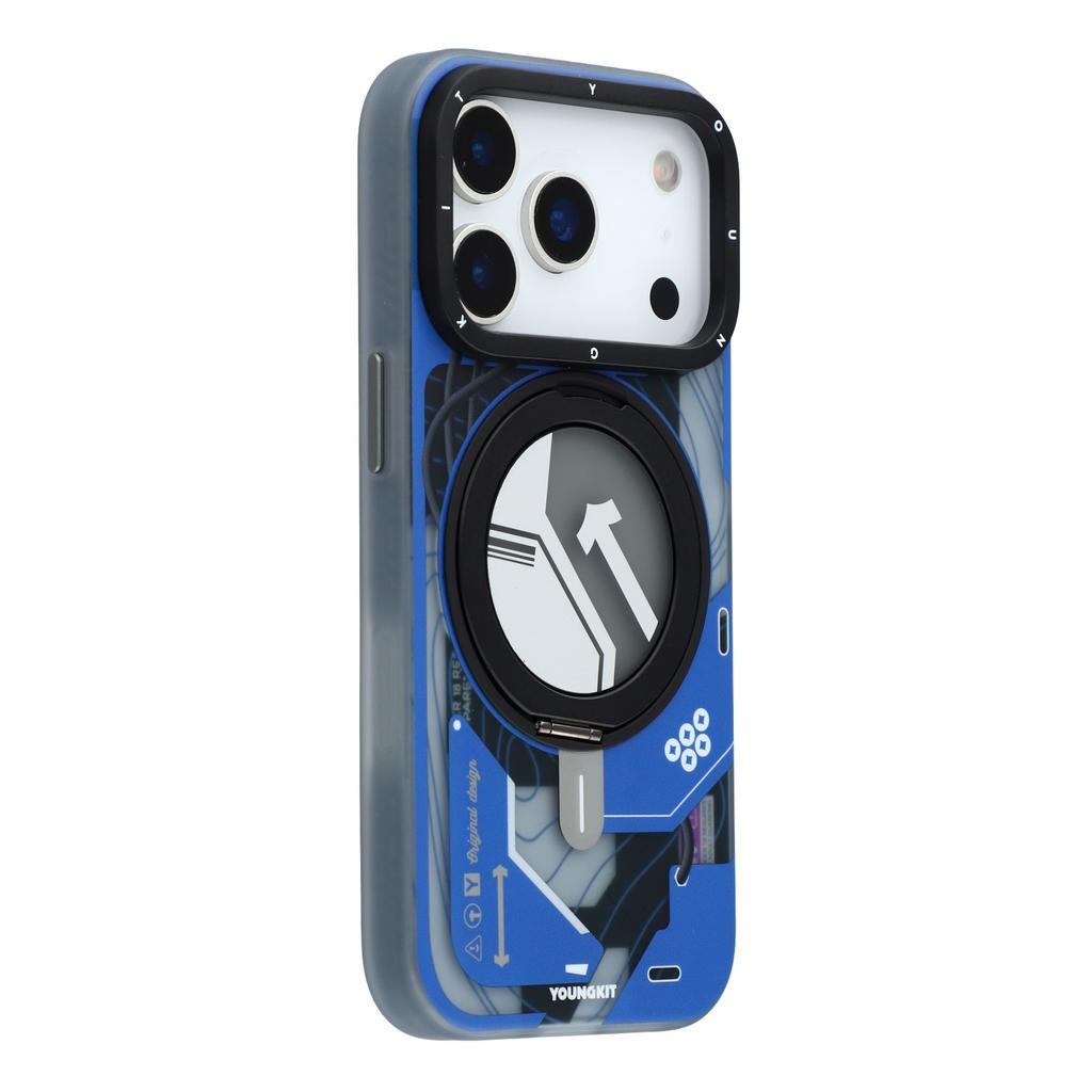 YOUNGKIT pro iPhone 17 Pro Magnetické pouzdro Otočný stojánek IMD TPU Kryt na telefon
