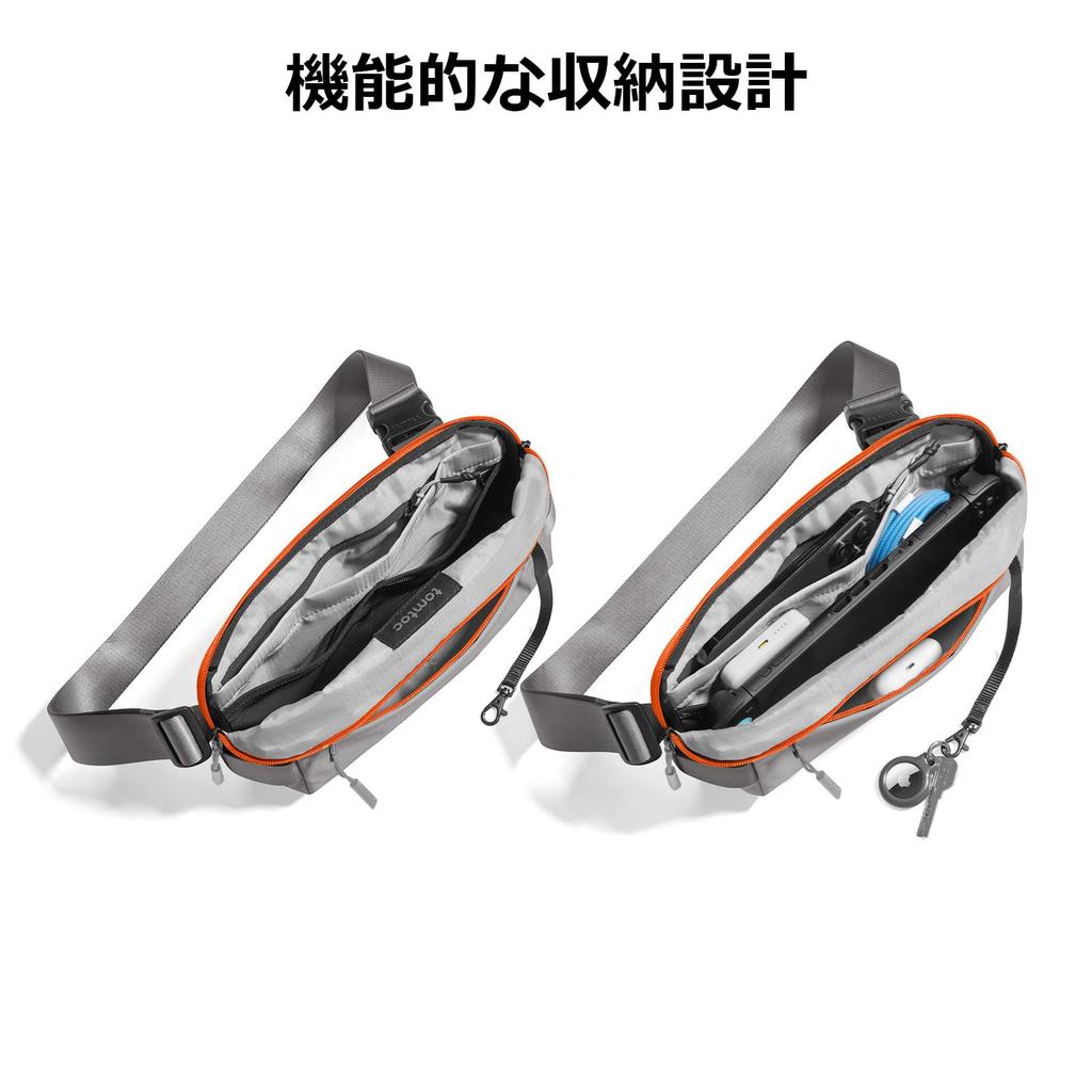 Bolsa Mini de Ombro para iPad mini Cor Cinza Espacial [tomtoc] Masculina, Bolsa de Ombro Único, Pequena, Repelente à Água, Leve, Bolsa, Compatível, Ao Ar Livre, Academia,