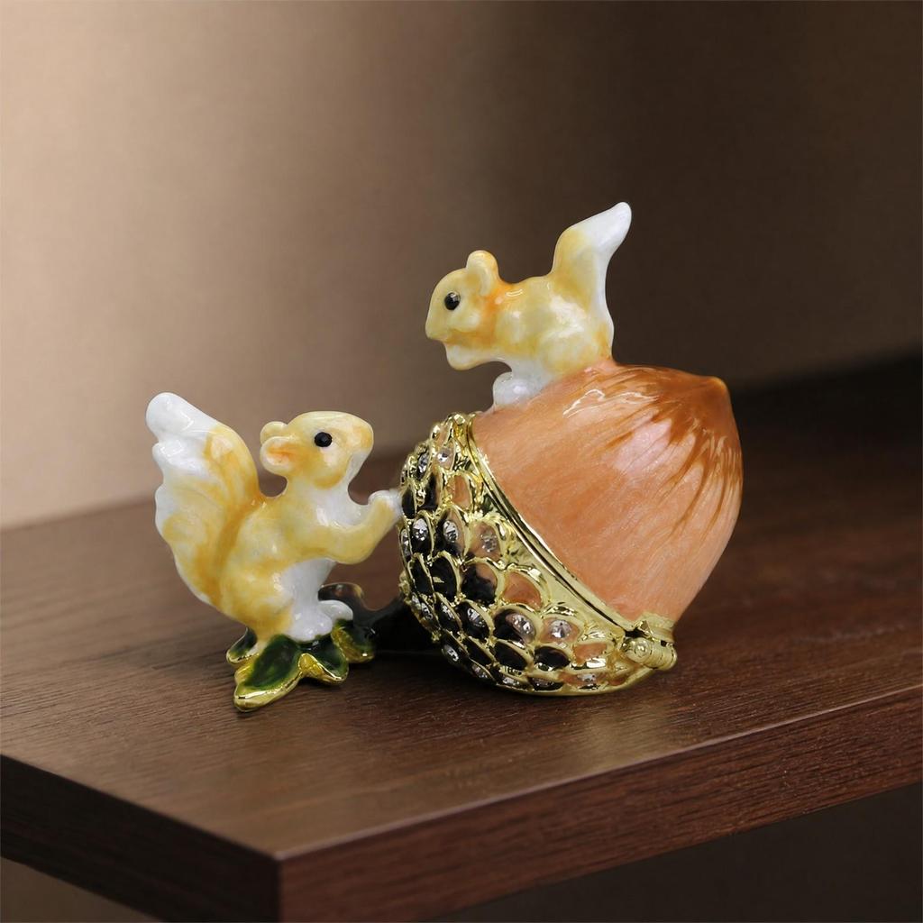AcornShaped Jewelry Box Compact Squirrel Figurine Lightweight Collectible