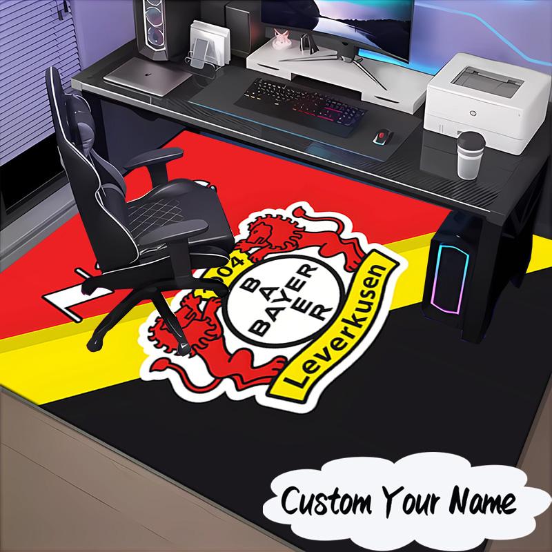 Custom Name Leverkusen Crest Rug for Living Room, Game Rooms, Office, Bedroom, Floor Mat Playful Design, fan gifts Christmas decor