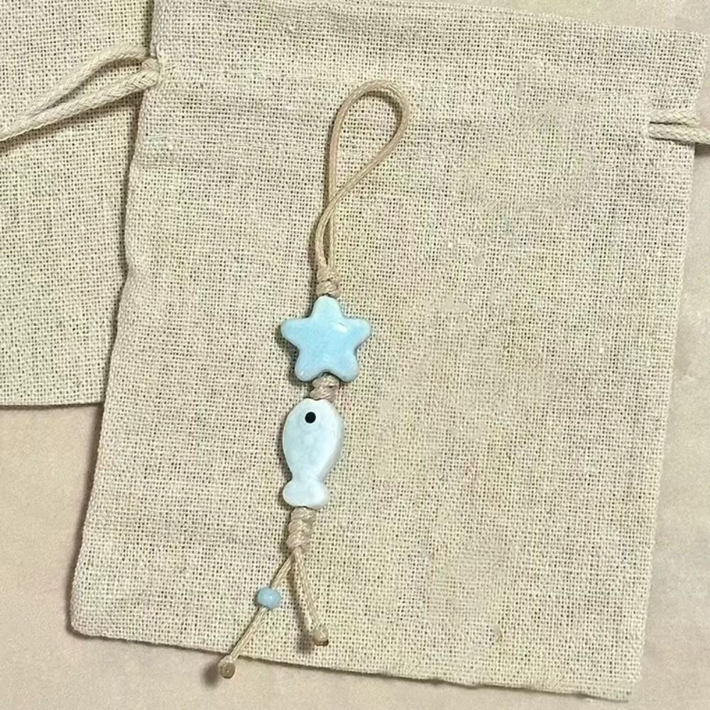 

Pastel Colors Star Flower Phone Charm Ceramic Beaded Phone Lanyard Cellphone Chain Style 3