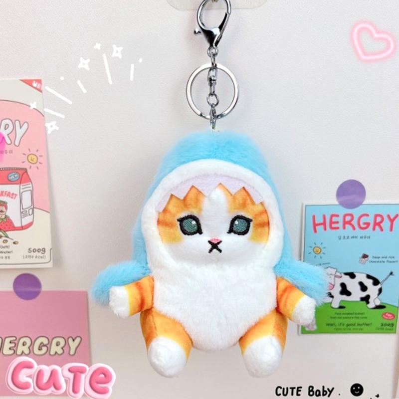 Niedliche Hai Katze Plüschtier Cartoon Kätzchen Anhänger Weiche Stoffpuppe Schlüsselanhänger Auto Schlüsselring Rucksack Taschen Dekoration Freund Geschenk