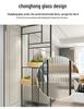 Modern Nordic Glass Partition Screen with Iron Art and Stainless Steel Washstand for Luxury Living Room and Entryway