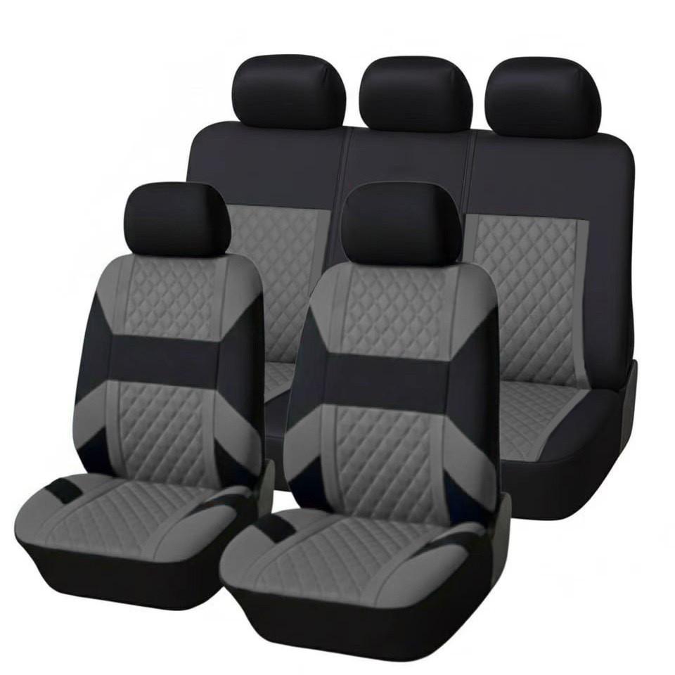 Set Coprisedili Auto Poliestere Universale Tutte le Stagioni Con Texture a Rete Incrociata Per Veicoli Familiari