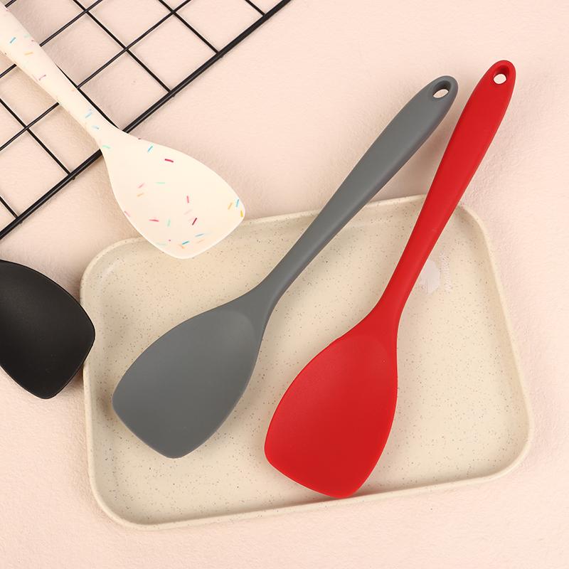 Food Grade Silicone Spoon Spatula Heat Resistant Cooking Spoon Nonstick Baking Scraper Stirring Scooping Salad Mixing Spoon