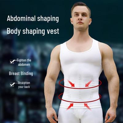 Men's Seamless Shapewear Tank Top: Tummy Control, Chest Binder, Fitness Base.