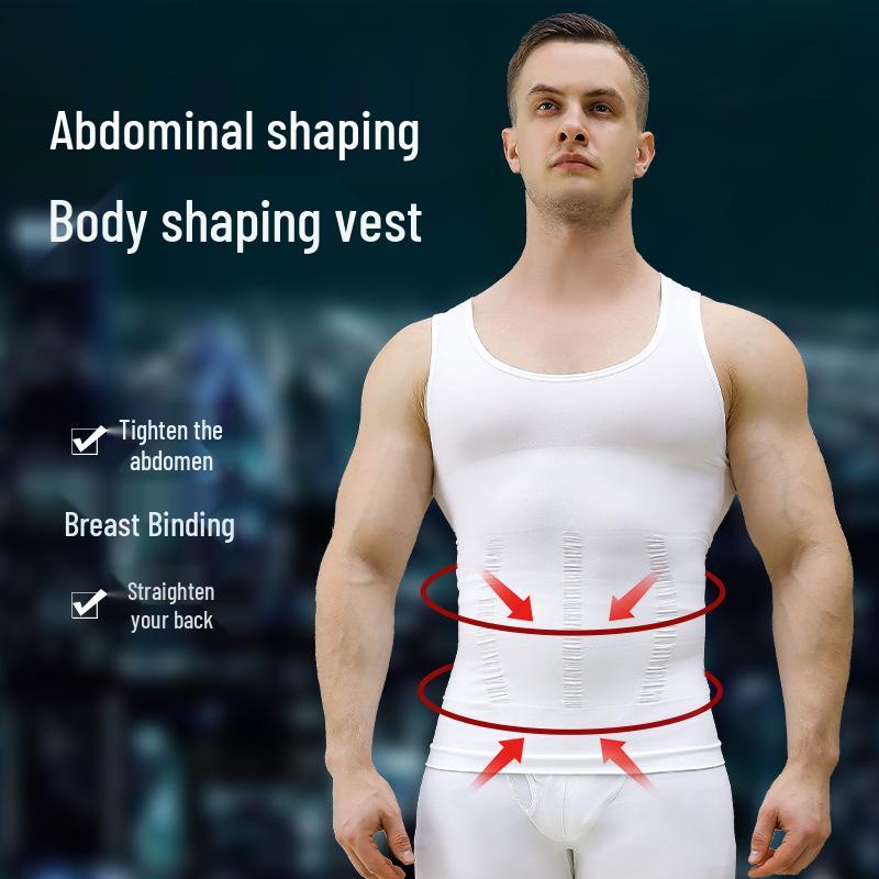 Men's Seamless Shapewear Tank Top: Tummy Control, Chest Binder, Fitness Base.