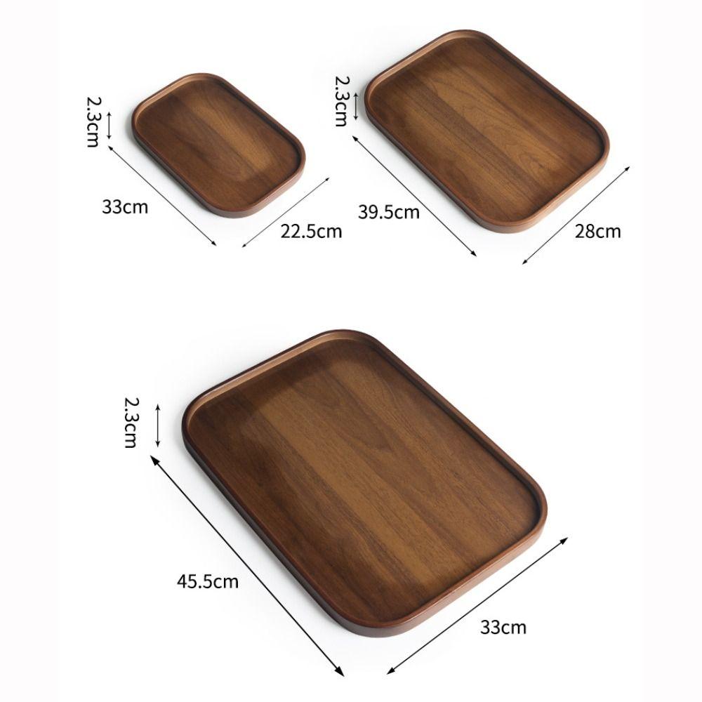 Walnut Wood Color Serving Tray Retro Style Fruit Plate Smooth Edge Tea Tray  Home