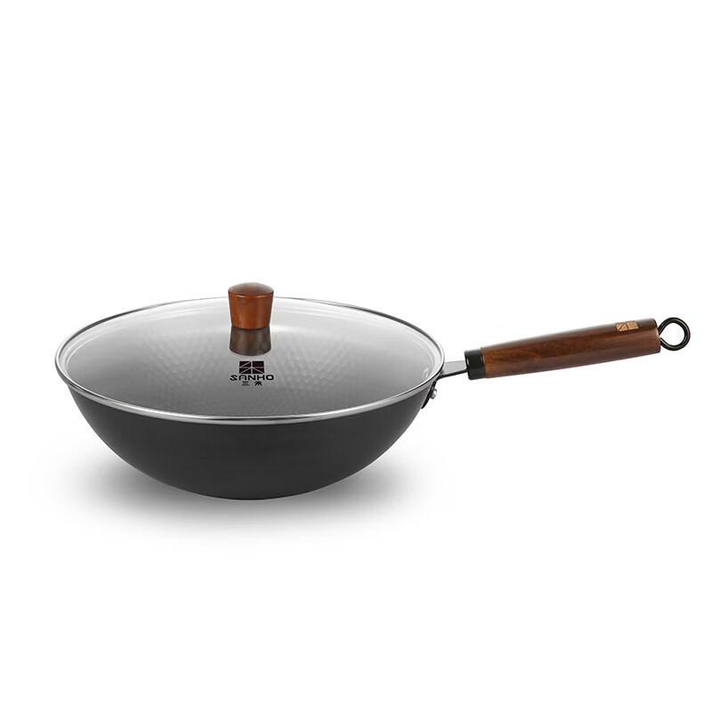 Sanhe Nitrided Hammered Iron Stir-Fry Wok, 32cm