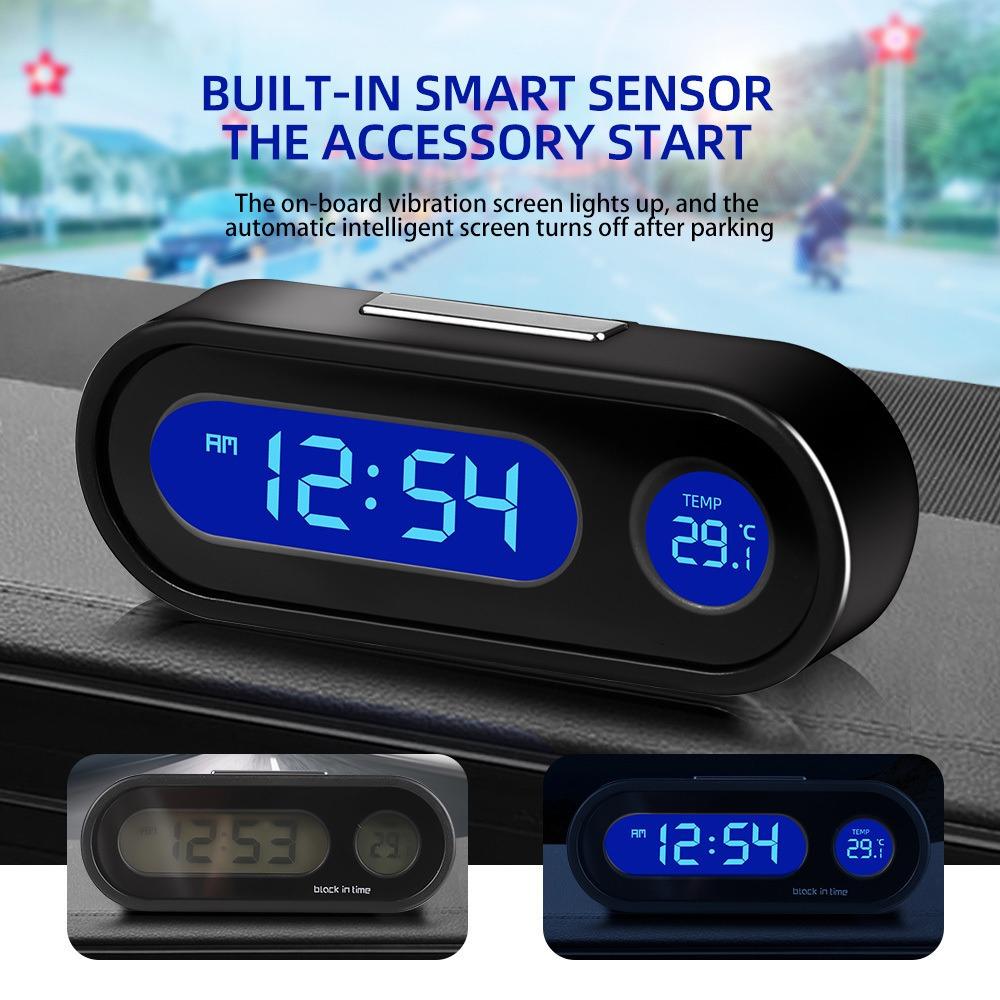 Smart Car Dashboard Thermometer Clock - Auto-Dimming Digital Display with Motion Sensor & Temperature Monitor