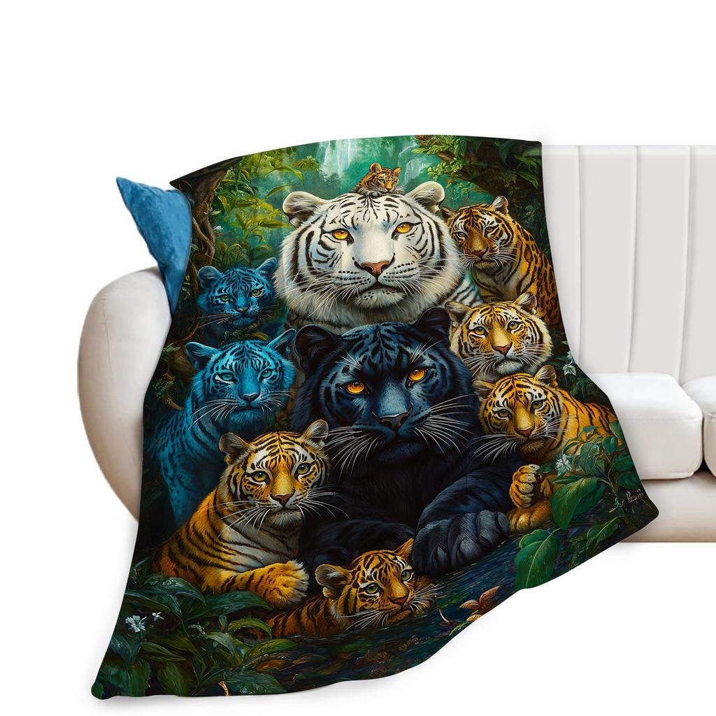 Soft Cozy Tiger Throw Blanket Warm Fuzzy Plush Blanket for Bed Couch Sofa Lightweight Flannel Blanket Gift for Adults Teens
