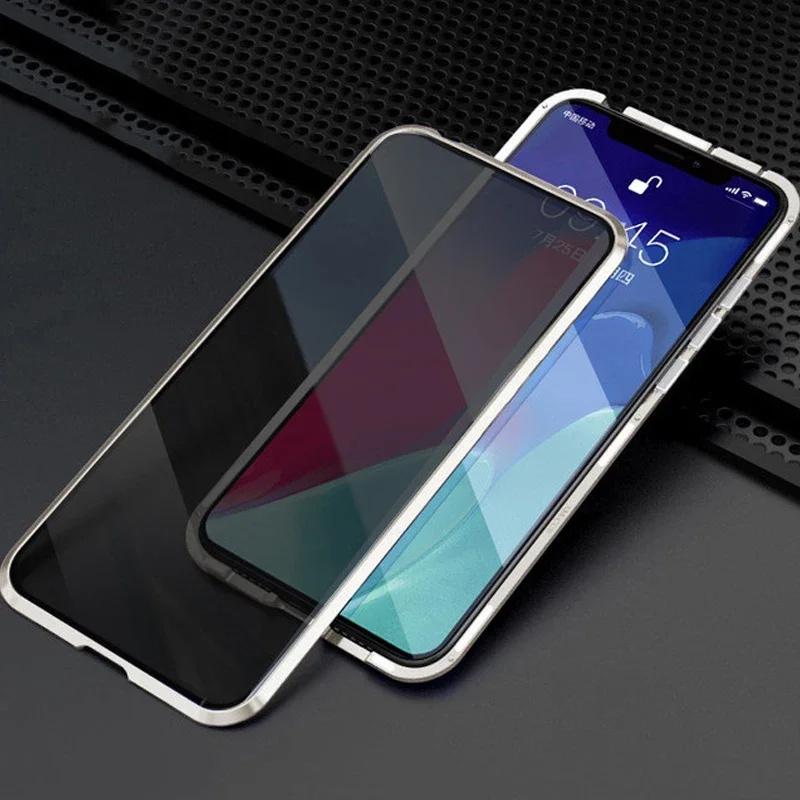 360°Full Protection Metal Magnetic Prevent Peeping Double Sided Glass  Phone Case For Samsung S20 S21 FE S22 S23 S24 Plus Ultra