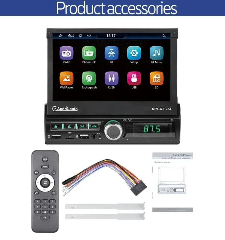 TOYOUSONIC 7inch Touch Screen Car Radio Carplay Android Auto Universal Multimedia Player Mirror Link BT USB 1 din Car MP5 Player