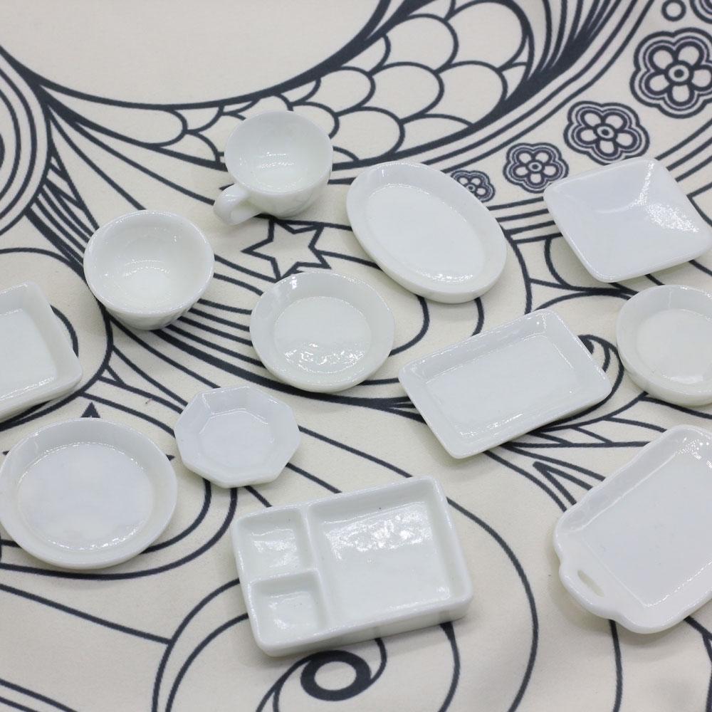 Kitchen Toys Dollhouse Trays Plates Doll Mini Food White Dishes Tableware Miniature Doll House Accessories