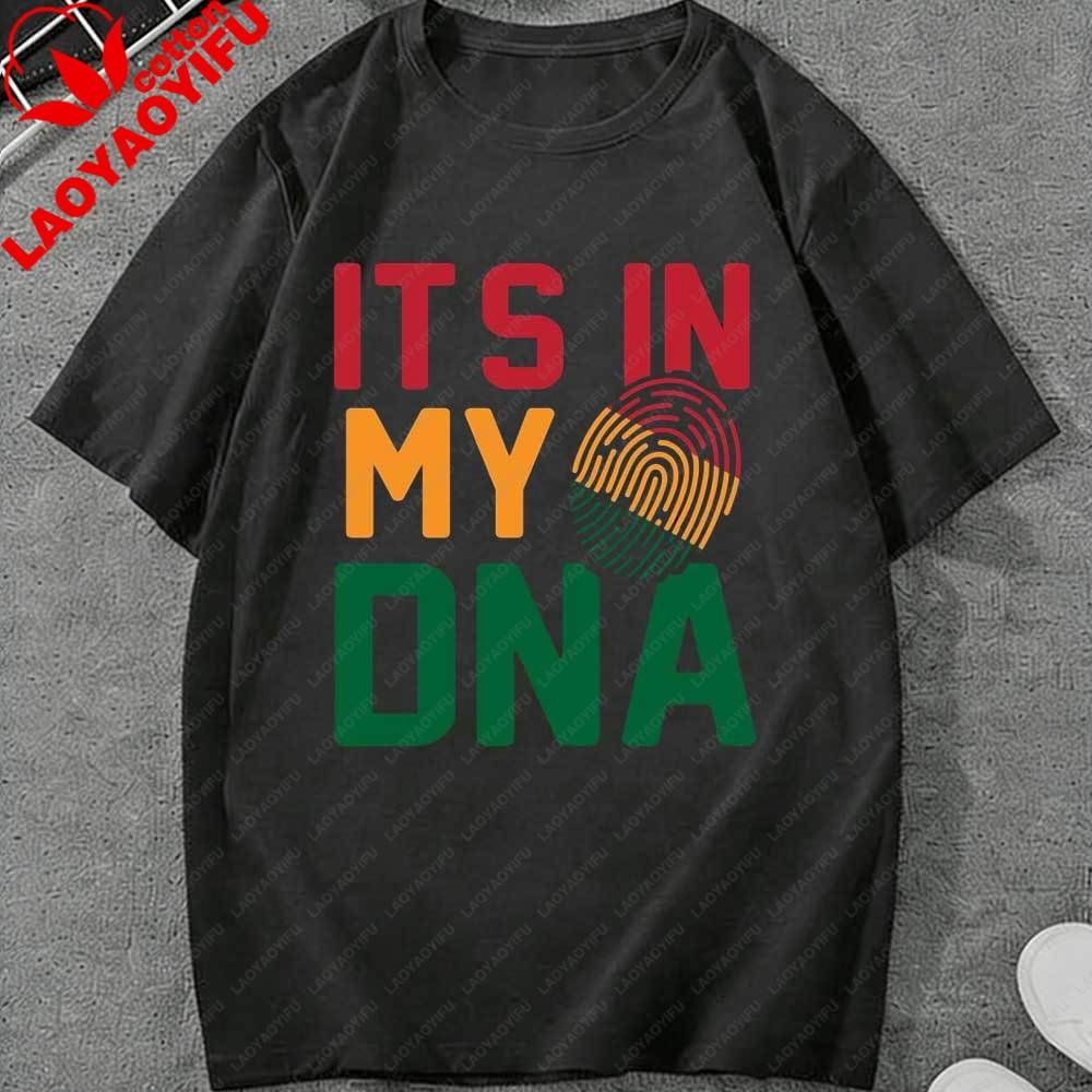 Juneteenth Es liegt in meiner DNA T-Shirt für Unisex Damen Afrikanischer Fingerabdruck Grafik T-Shirt Kurzarm Baumwoll Tops für den Juneteenth Feiertag