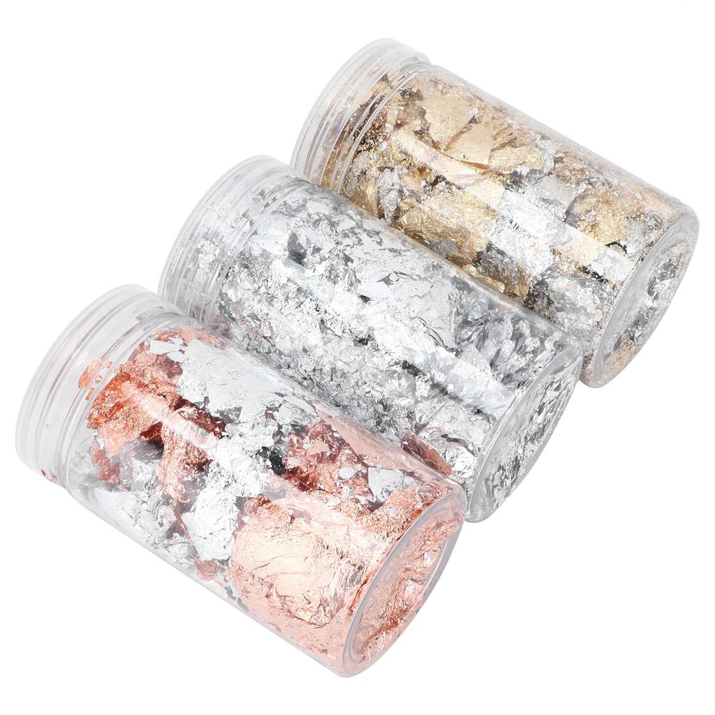 3pcs Foil Flakes Gold Silver Rose Gold Foil Resin Glitter Foil Flake Jewelry Crafts Making Accessory