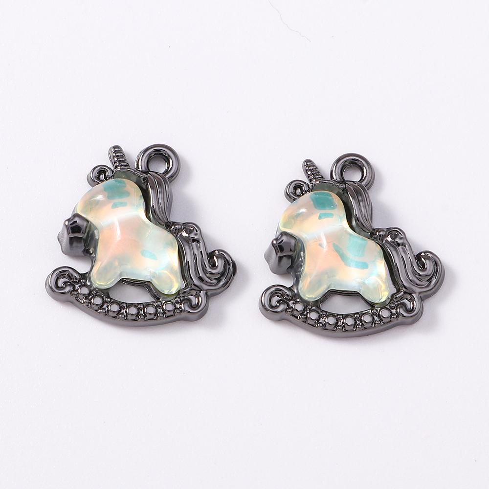 5pcs Cute Crystal CZ Rocking Horse Pendants Charms for Jewelry Making Necklace Earrings Bracelet DIY Handmade Accessories