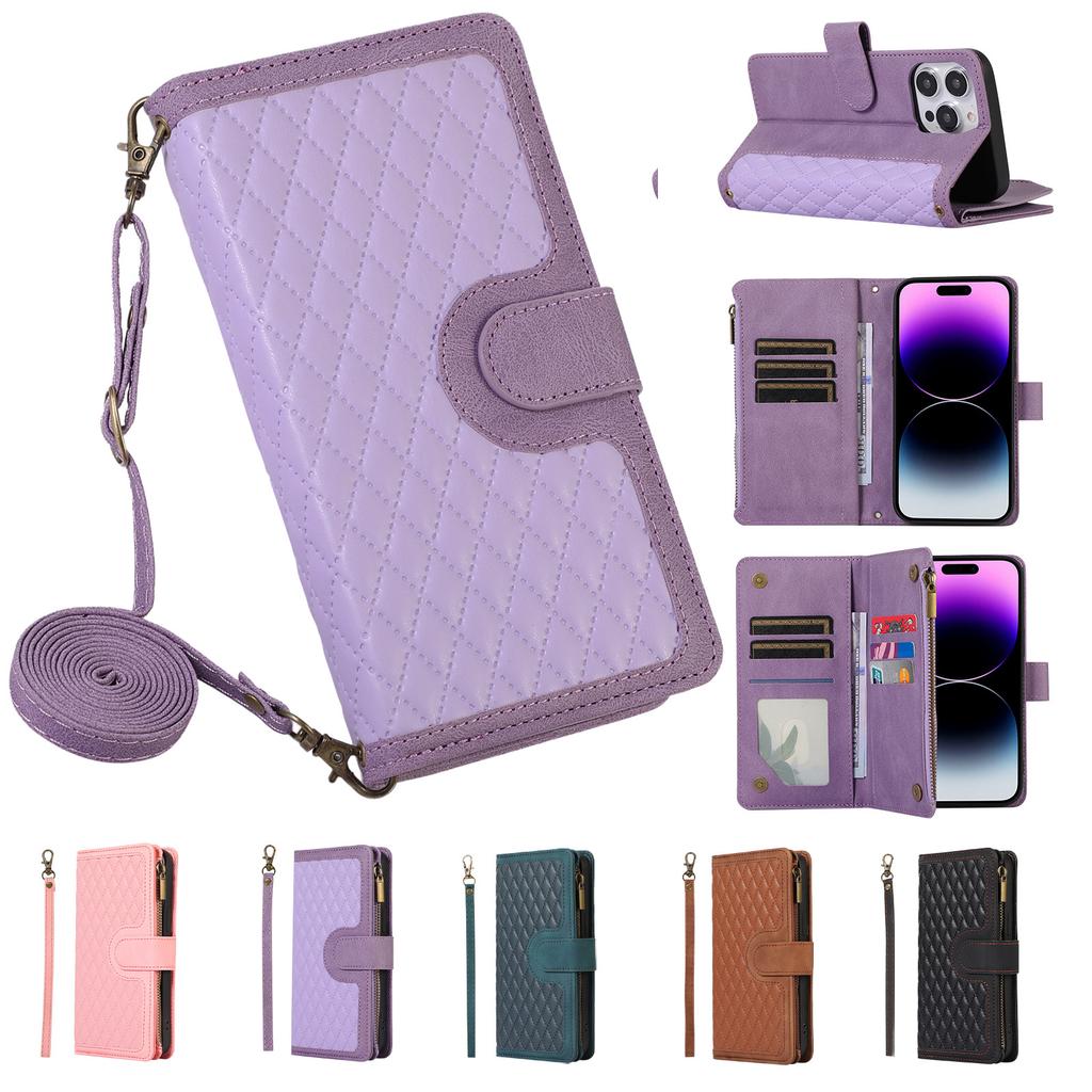 Suitable for Samsung A52 5G Diamond Crossbody Card Bag Leather Case Zipper Wallet Flip Leather Case Women's Shoulder Bag A32 5G