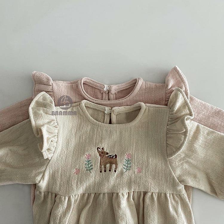 Clearance: Korean Baby Rompers - Deer & Floral Ruffles for Autumn