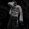 Foreign Trade Round Neck Casual Street Retro Printed Top Racing Suit Locomotive European and American Men's Long-sleeved Hip-hop T-shirt