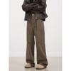Kisko Waste Soil Style Brown Denim Pants Men's Wide Women's Loose Straight-leg Retro Hip Hop Casual Maillard Pants