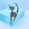 European & American Retro Kitten Rhinestone Brooch with Exquisite Inlaid Diamonds