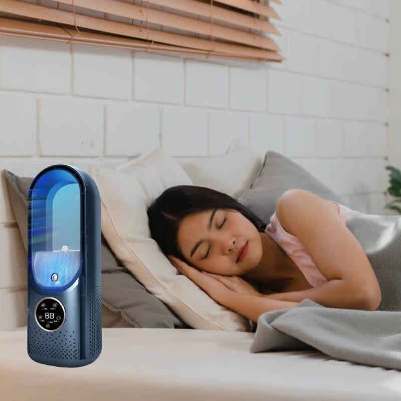 Beliebter Kaltluftventilator für Zuhause, Wohnheim, Büro, Schreibtisch mit Befeuchtungs- und Kühlfunktion, USB, Leise, Timer, Klimaanlagenventilator