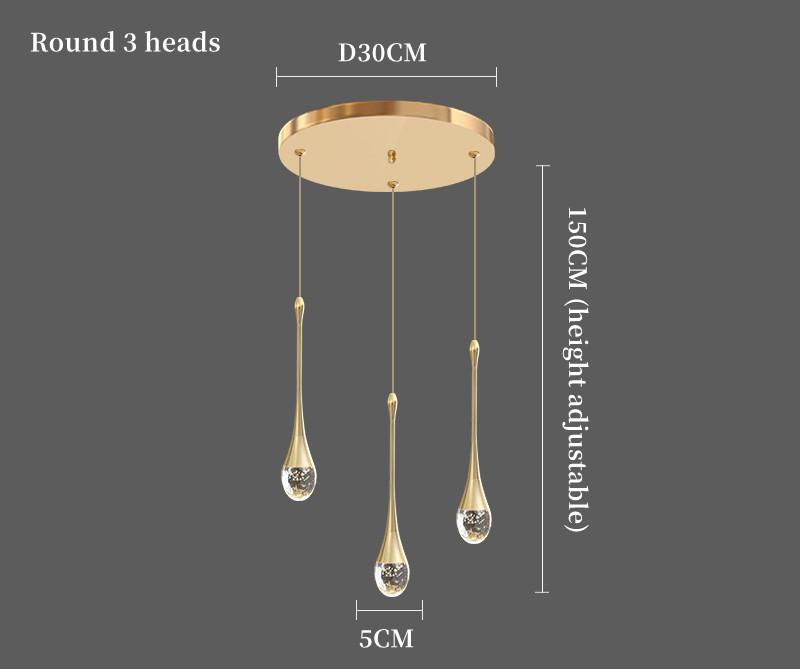Lustre moderno para sala de jantar, luminária led de cristal, para sala de estar, cozinha, ilha, luminária suspensa criativa, gota de água, preta