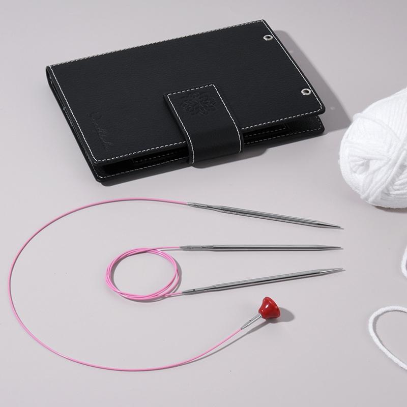 10Pairs Detachable Steel Circular Knitting Needle Set with 10CM Points, Flexible Cables and Carry Storage Case 55KF